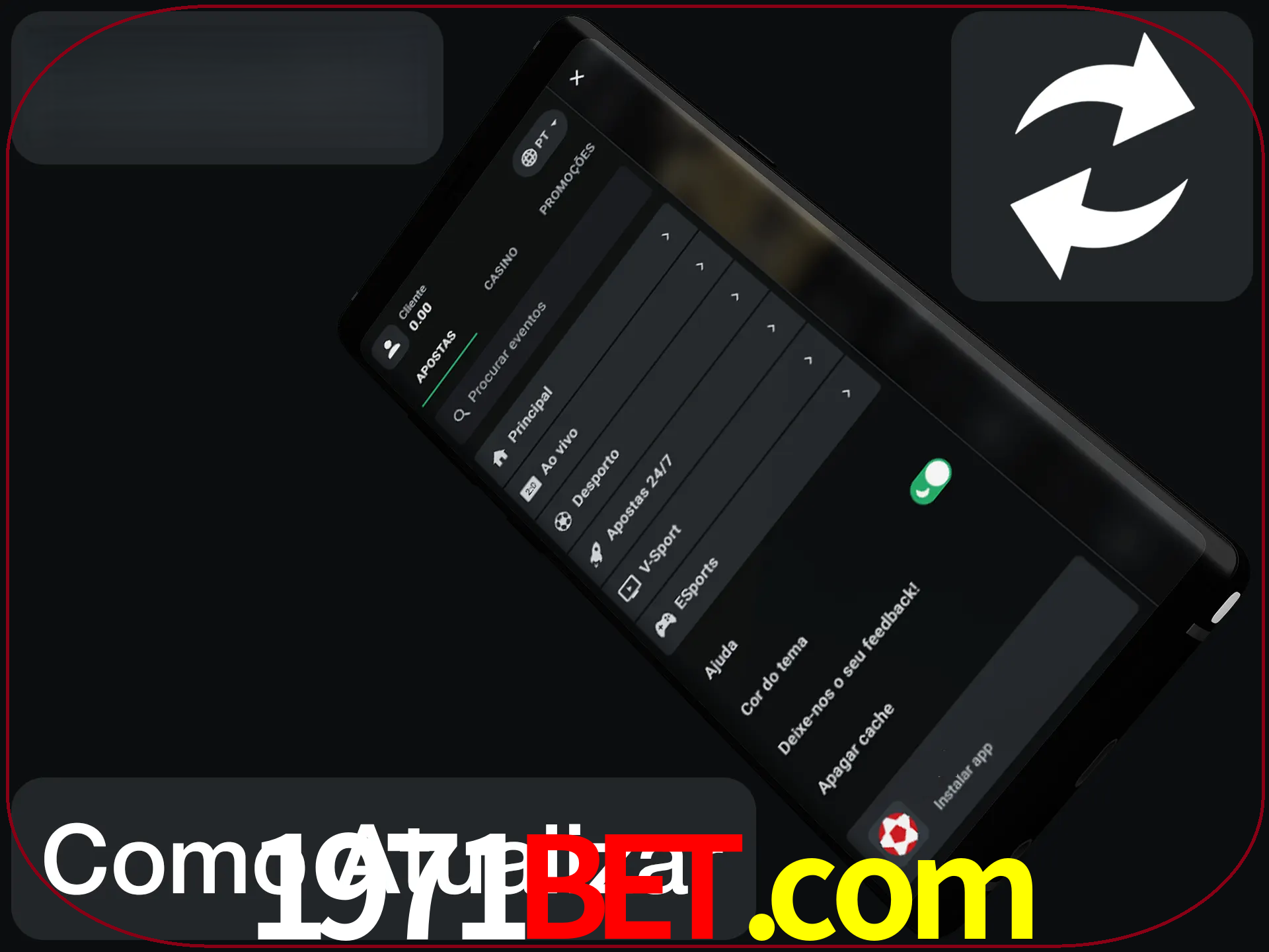 O aplicativo é atualizado automaticamente quando você faz o login.