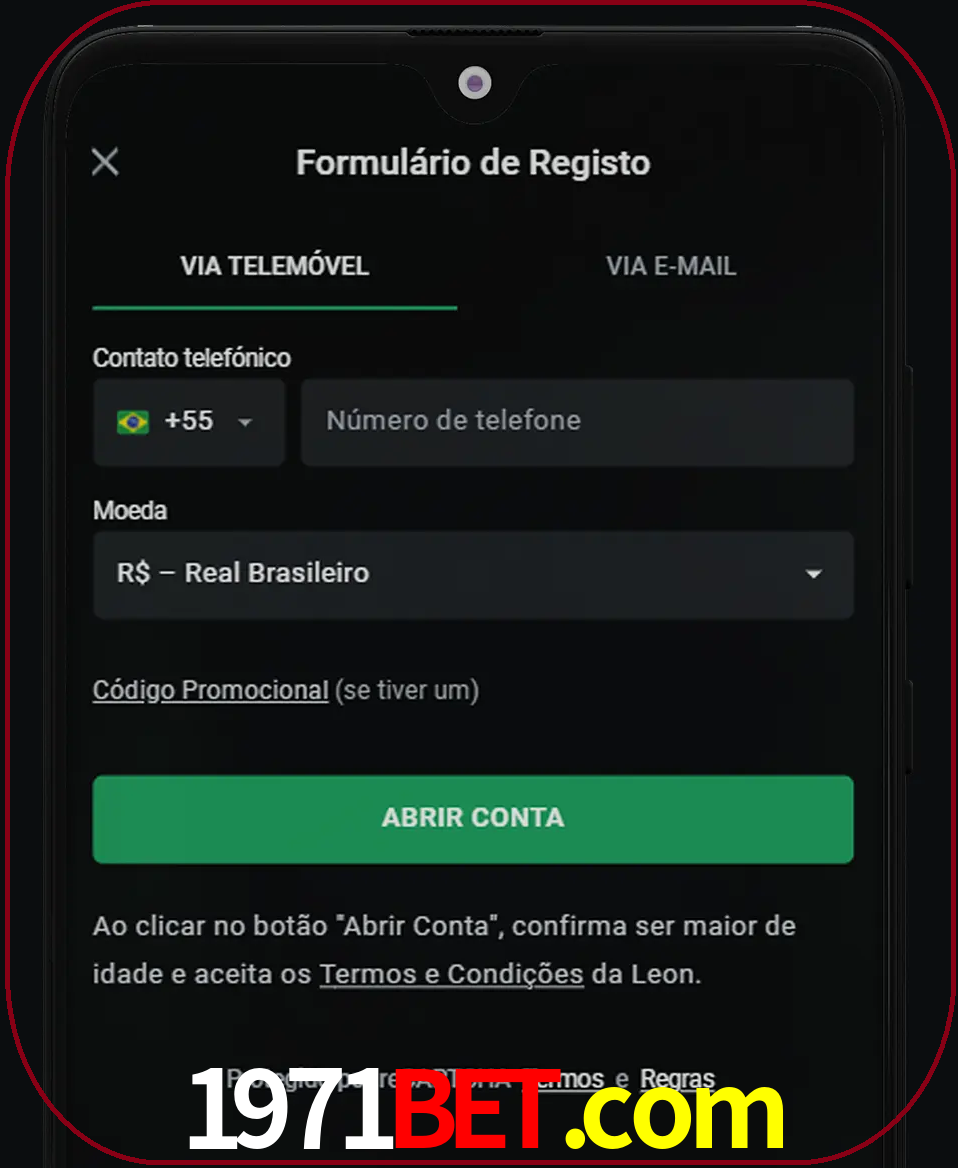 Abra o aplicativo e inicie o processo de registro.